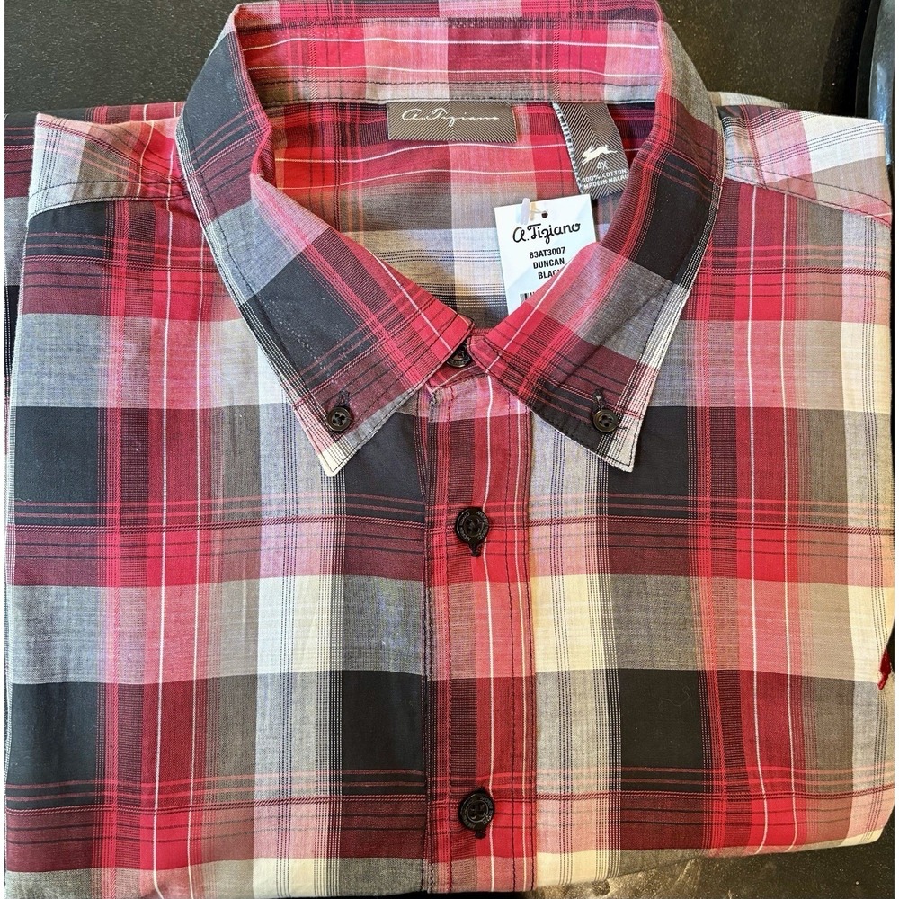 A. Tiziano Duncan 4X Shirt Mens Black Gray Plaid Long Sleeve Button Down NWT Big